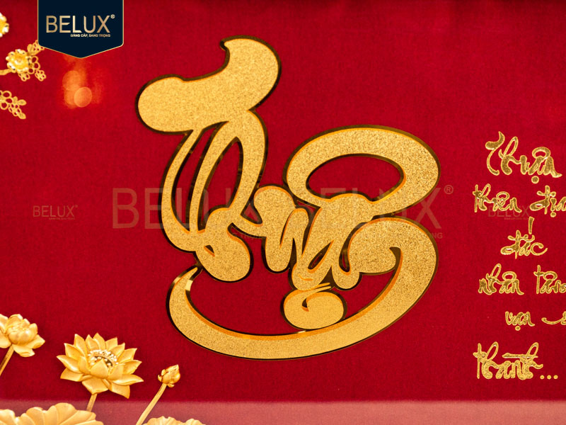 Tranh Chữ Thuận Dát Vàng 24k Kt 50x36cm